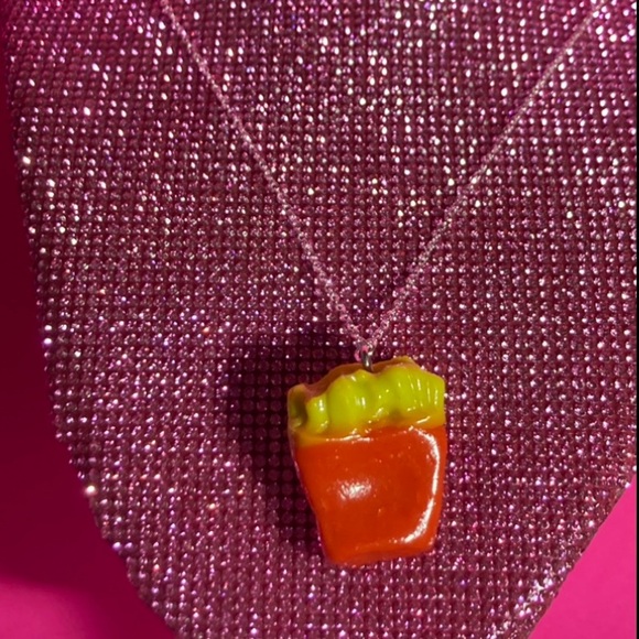French Fry Sterling Silver 925 Necklace Fries Fast Food Cosplay Jewelry Kawaii - Picture 6 of 10